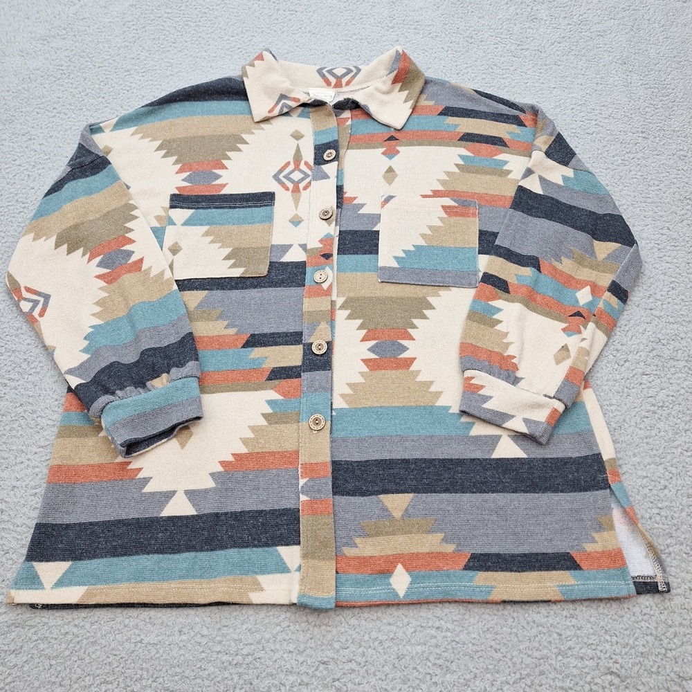 Lovely Melody Shirt Womens Large‎ Southwest Aztec Print Button Down Western